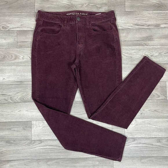 American Eagle Outfitters Pants - American Eagle Hi-Rise Jegging Pants Maroon Cords